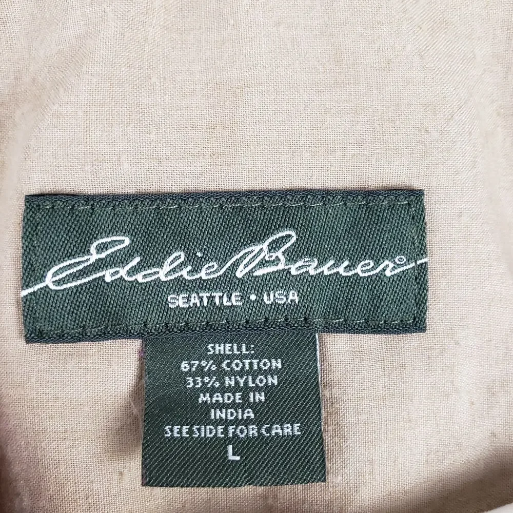 Eddie Bauer Men's L‎ Utility Jacket Beige Tan Utilitarian Gorpcore Lightweight
